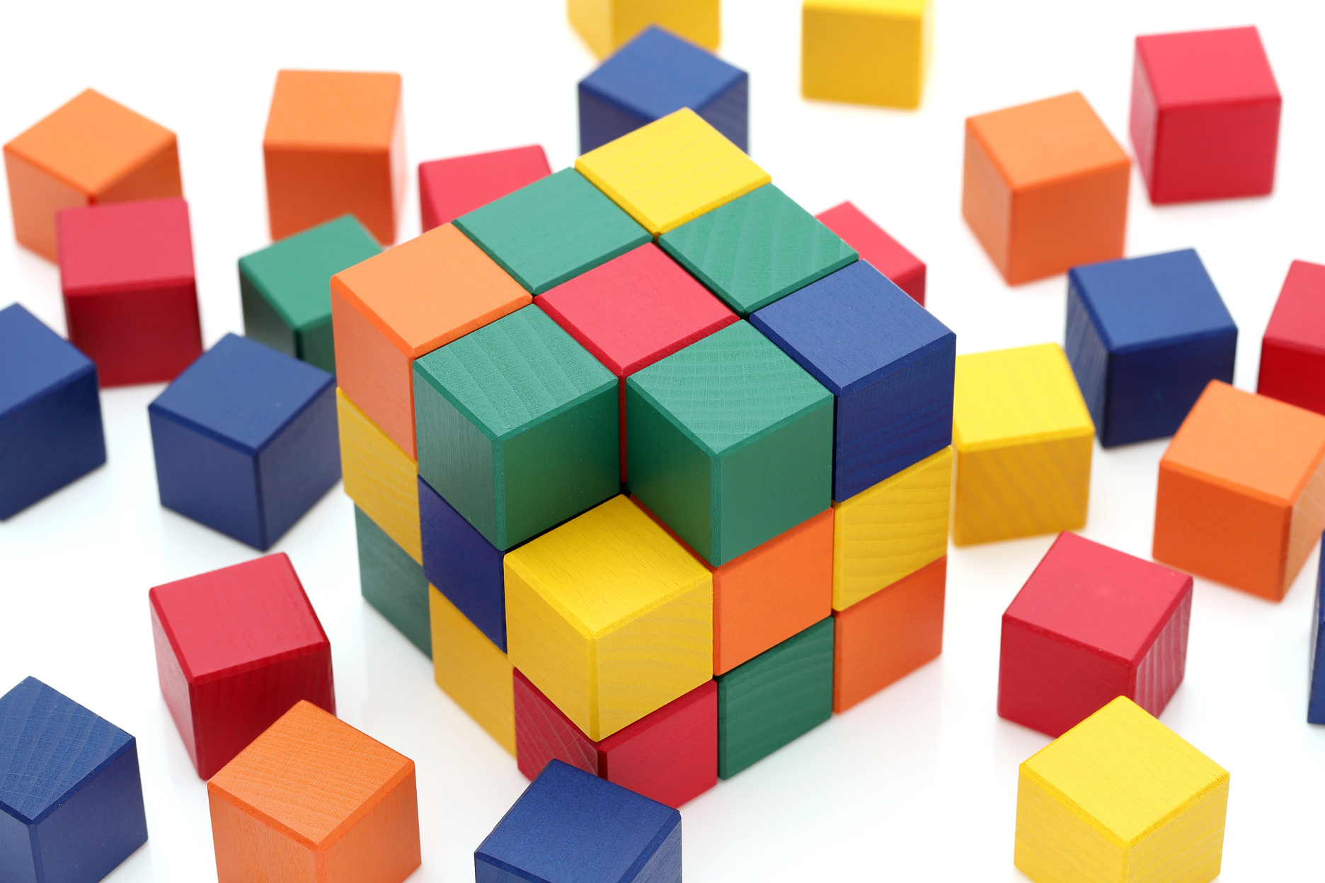 wooden colorful square blocks puzzle